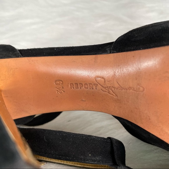 REPORT Signature Black Velvet Stilettos w/Round Toe, Platform, Strap & Buckle - Picture 14 of 15